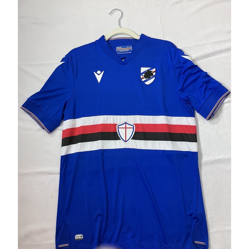 Macron 2022/23 UC Sampdoria Home Jersey Blue Striped Soccer XL Series A Genova